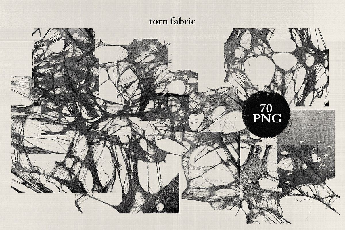 70+粗麻布纺织品拼贴手帐PNG免抠素材